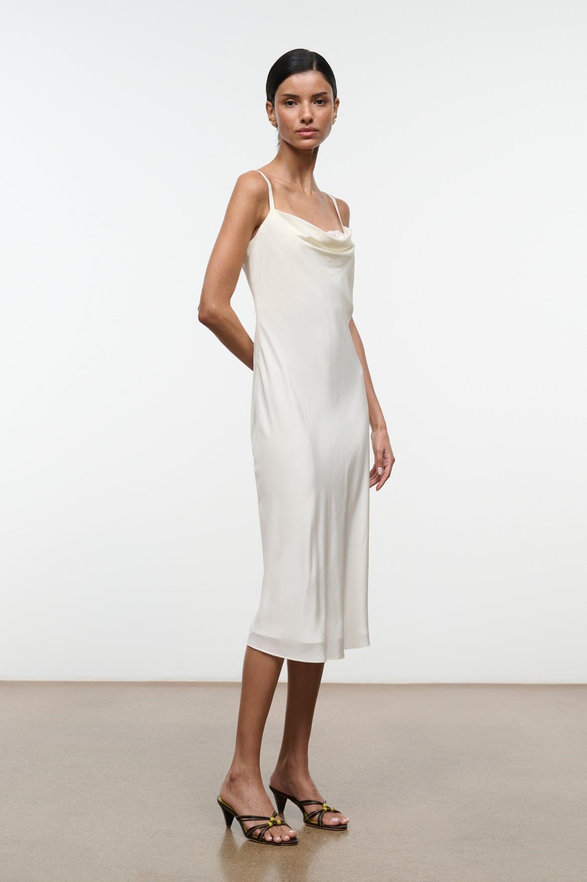 EVANGELINE SILK MIDI DRESS | IVORY