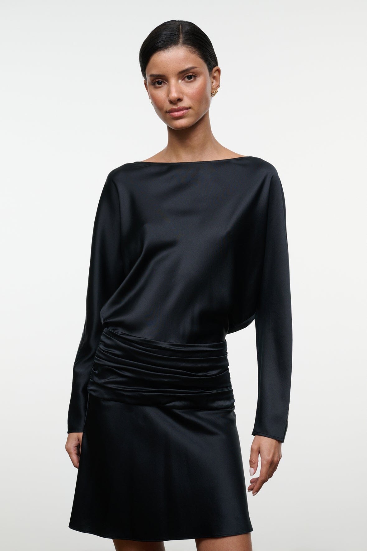 FREDA SILK MINI DRESS | BLACK