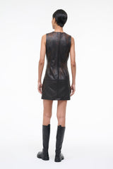 BINX LEATHER DRESS | DISTRESSED BROWN