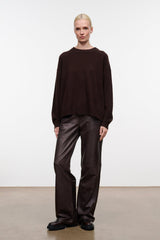 SERRANO CASHMERE RELAXED CREW | DARK CHOCOLATE
