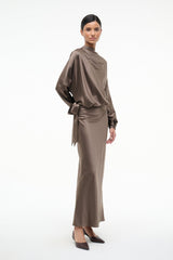 PHOEBE SILK DRESS | TRUFFLE