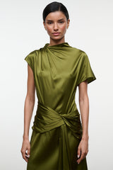 DAVINA SILK DRESS | PEAR