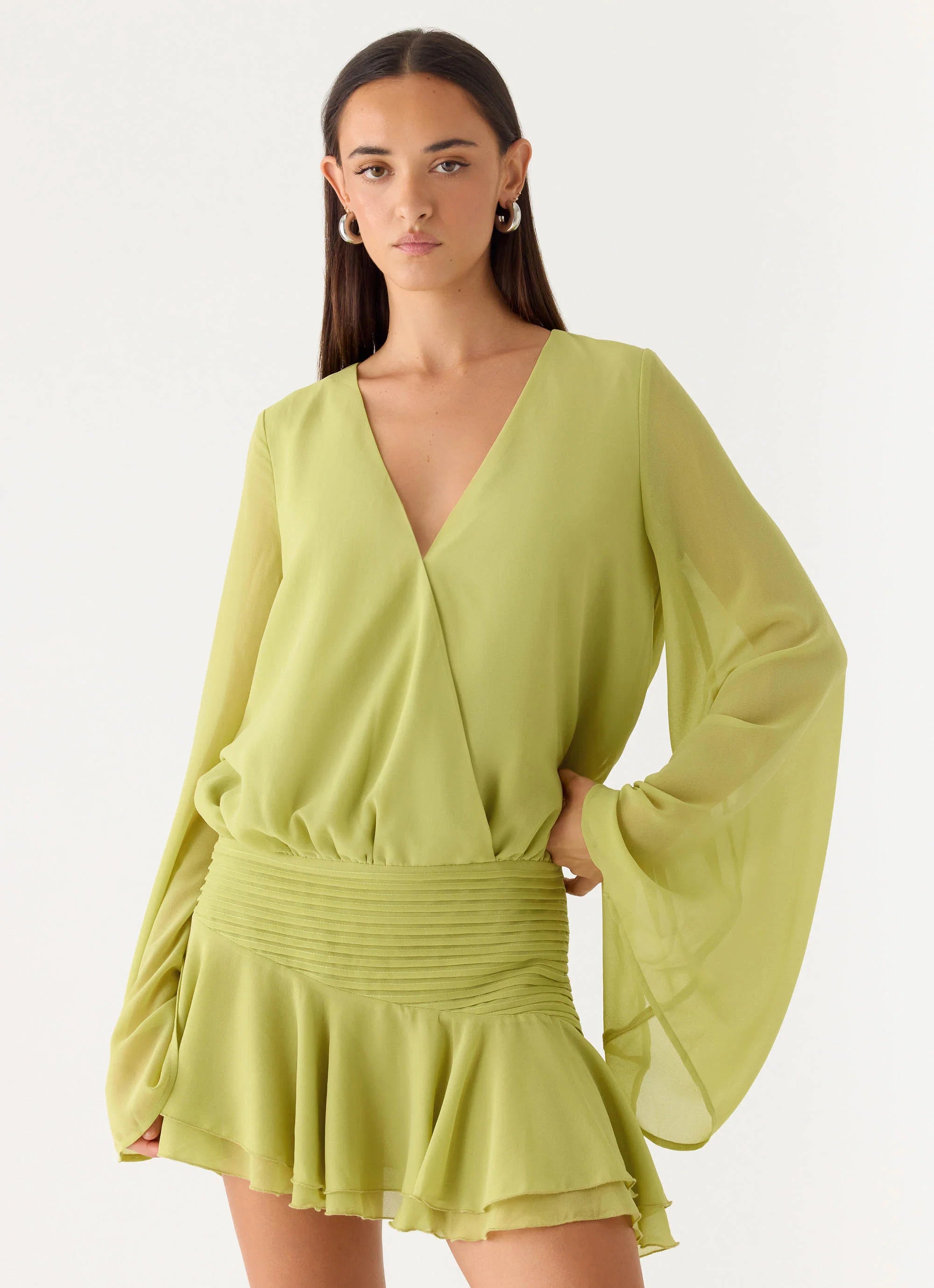 Solo In Soho Mini Dress - Lime