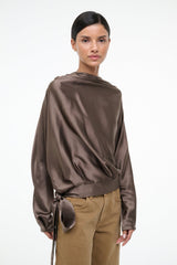 PHOEBE SILK TOP | TRUFFLE