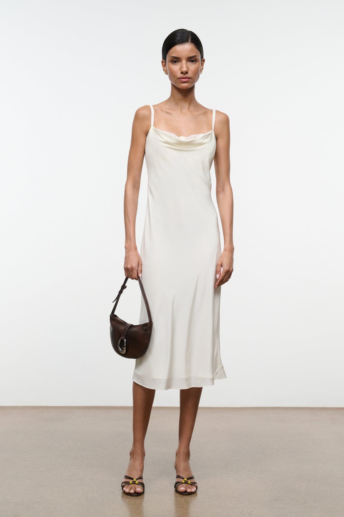 EVANGELINE SILK MIDI DRESS | IVORY