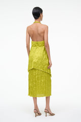 LAURIE DRESS | CHARTREUSE PLISSE