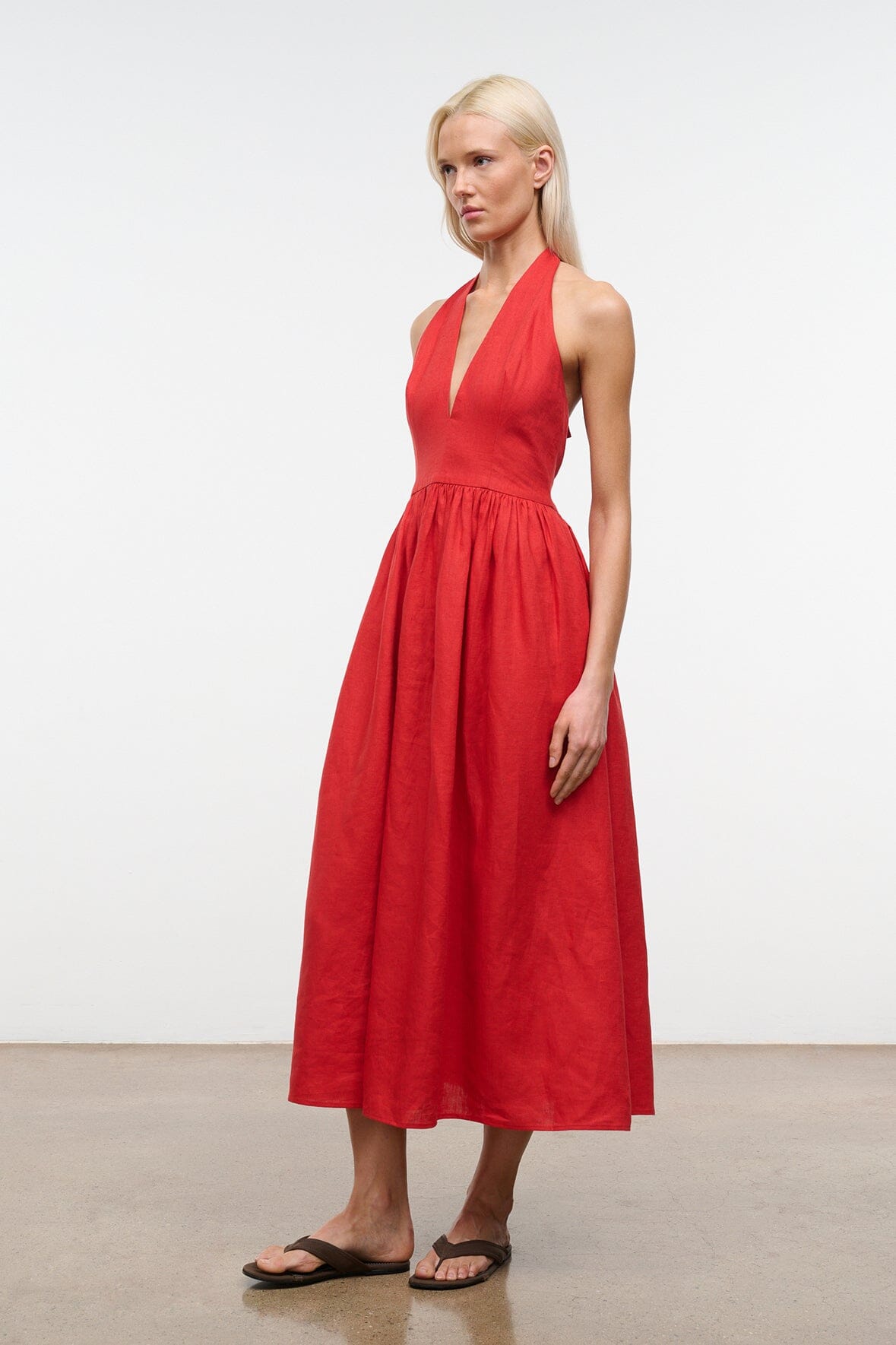 GRAZIA LINEN DRESS | TOMATO