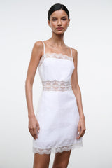 AMALINA LINEN MINI DRESS | WHITE