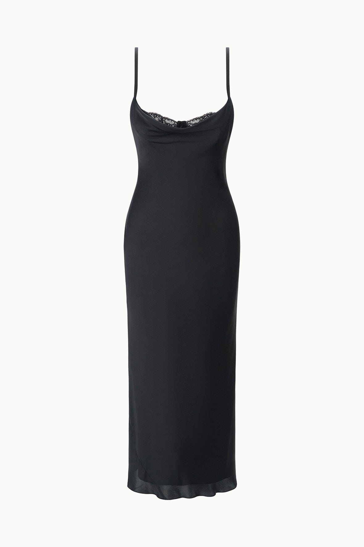 EVANGELINE SILK MIDI DRESS | BLACK