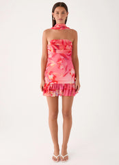 Manon Scarf Mini Dress - Sun Blushed Bloom