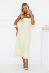 Tennis Club Knit Pleated Midi Dress Yellow