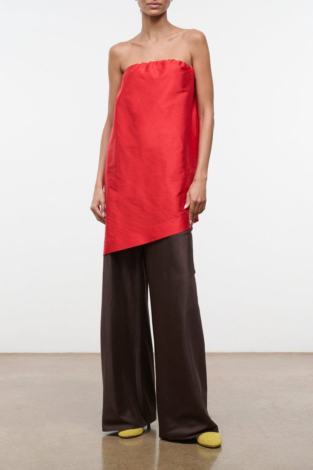 GEORGIA CONVERTIBLE SILK DUPIONI TOP | RED ROSE